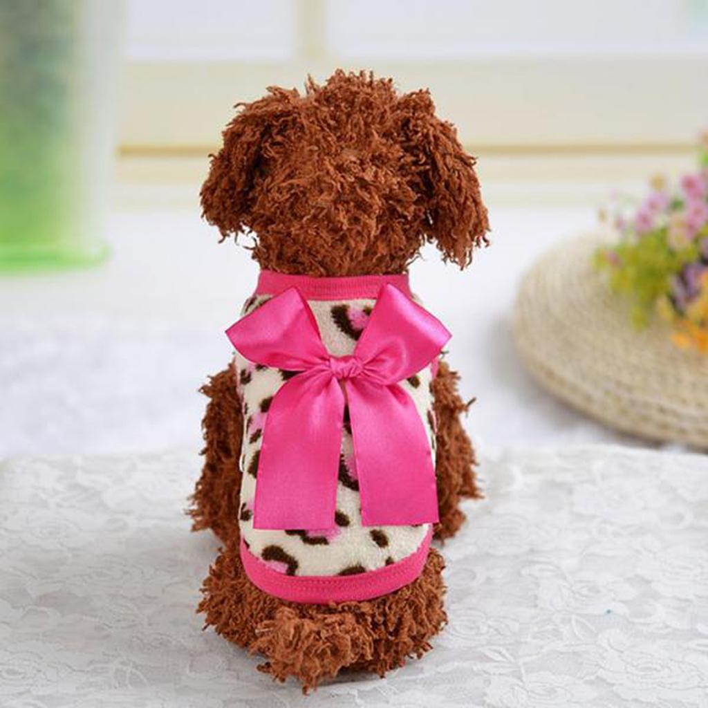 Two Colors Leopard Design Coral Fleece Puppy Clothes Pet Dress Vest