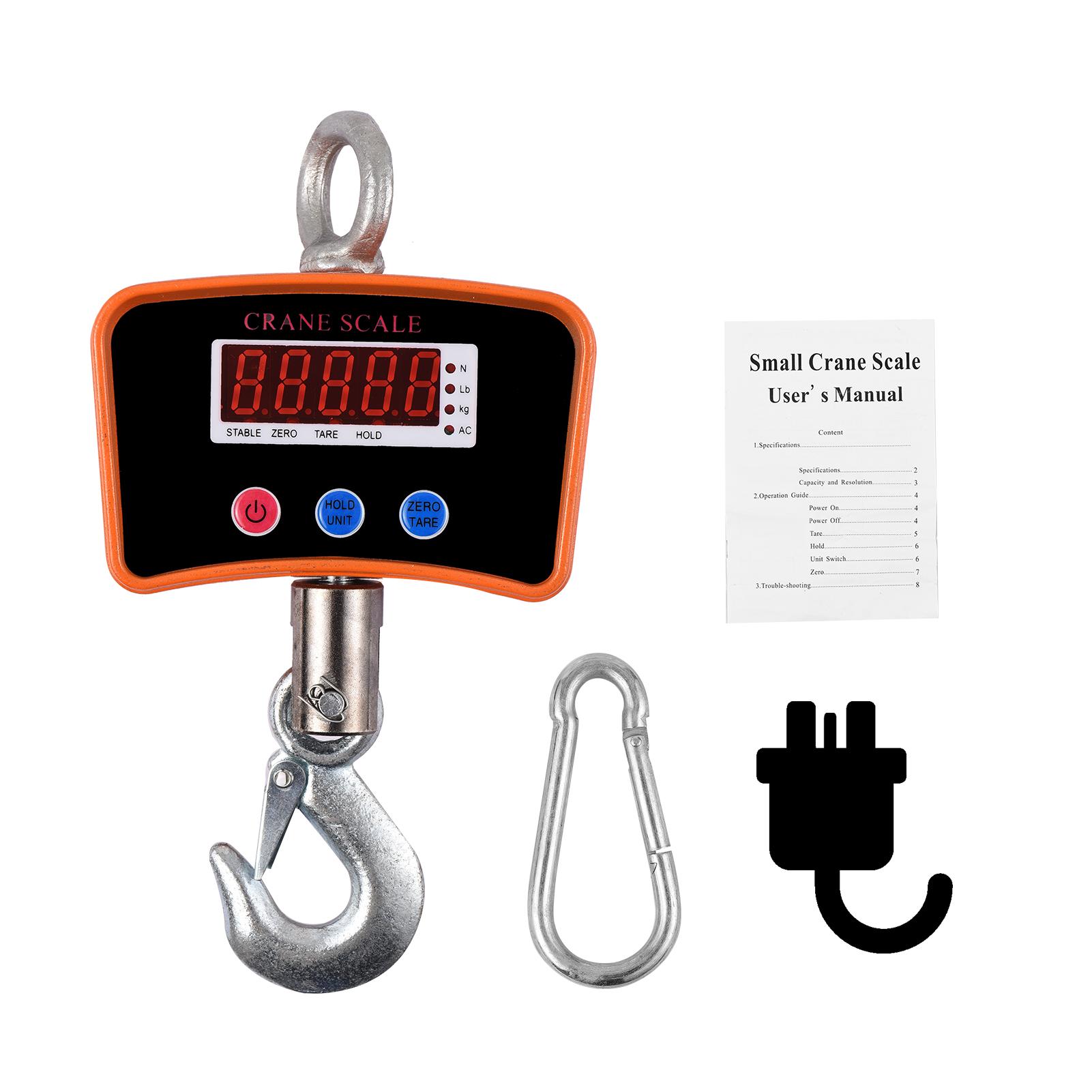500kg/ 1102lbs Digital LED Hanging Scale Portable Heavy Duty Crane Scale 1500mAh Rechargeable Industrial Hook Scales Unit Change/ Data Hold/ Tare/ Zero for Construction Site Travel Market Fishing Outdoor Work