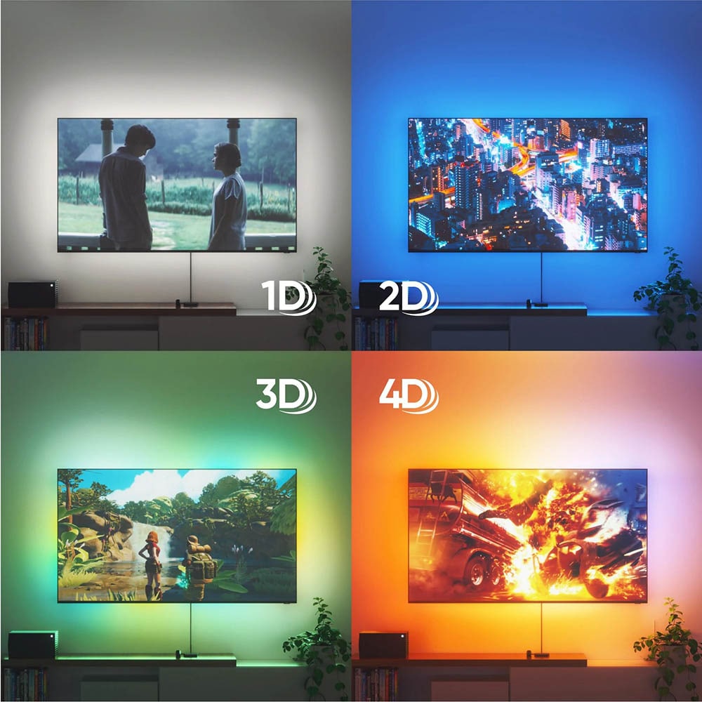 Nanoleaf 4D Screen Mirror + Lightstrip Kit (TVs &amp; Monitors) Đèn thông minh đồng bộ ánh sáng và TV - Hàng Chính Hãng