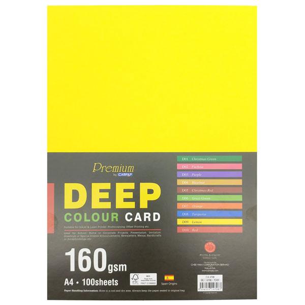 Tập 100 Giấy Màu A4 160gsm - Campap CA4708-D09 - Lemon Yellow