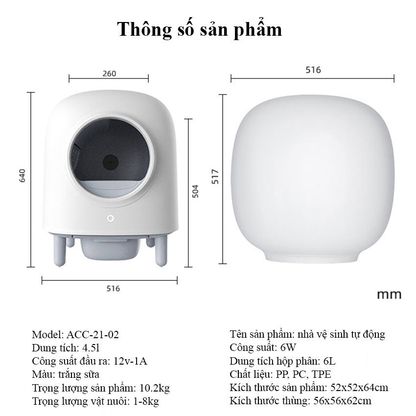 Máy dọn phân cho mèo tự động có APP điều khiển từ xa - nhà vệ sinh thông minh tự động dọn phân cho chó mèo, thú cưng