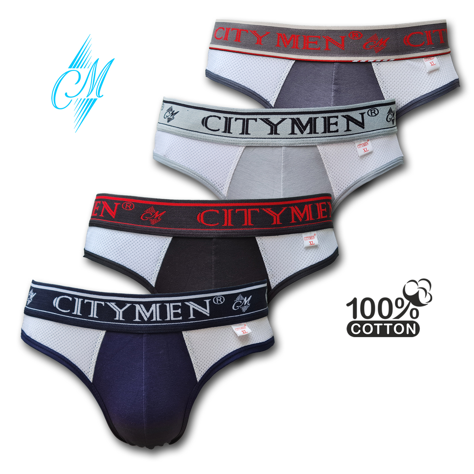 Combo 4 quần lót nam cao cấp | cotton phối lưới CITYMEN | quần lót nam | Cạp cao 4cm co giản 4 chiều | Giao màu ngẫu nhiên