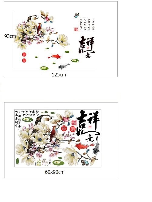 DECAL DÁN TƯỜNG COMBO HOA MẪU ĐƠN CHIM ÉN 2