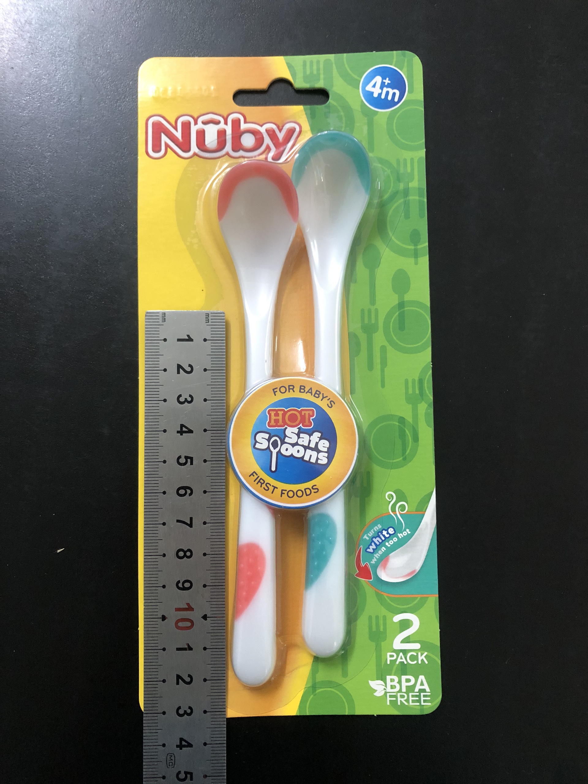 [ 5247-Nuby ] Bộ 2 thìa ( muỗng ) báo nhiệt, chất liệu nhựa PP