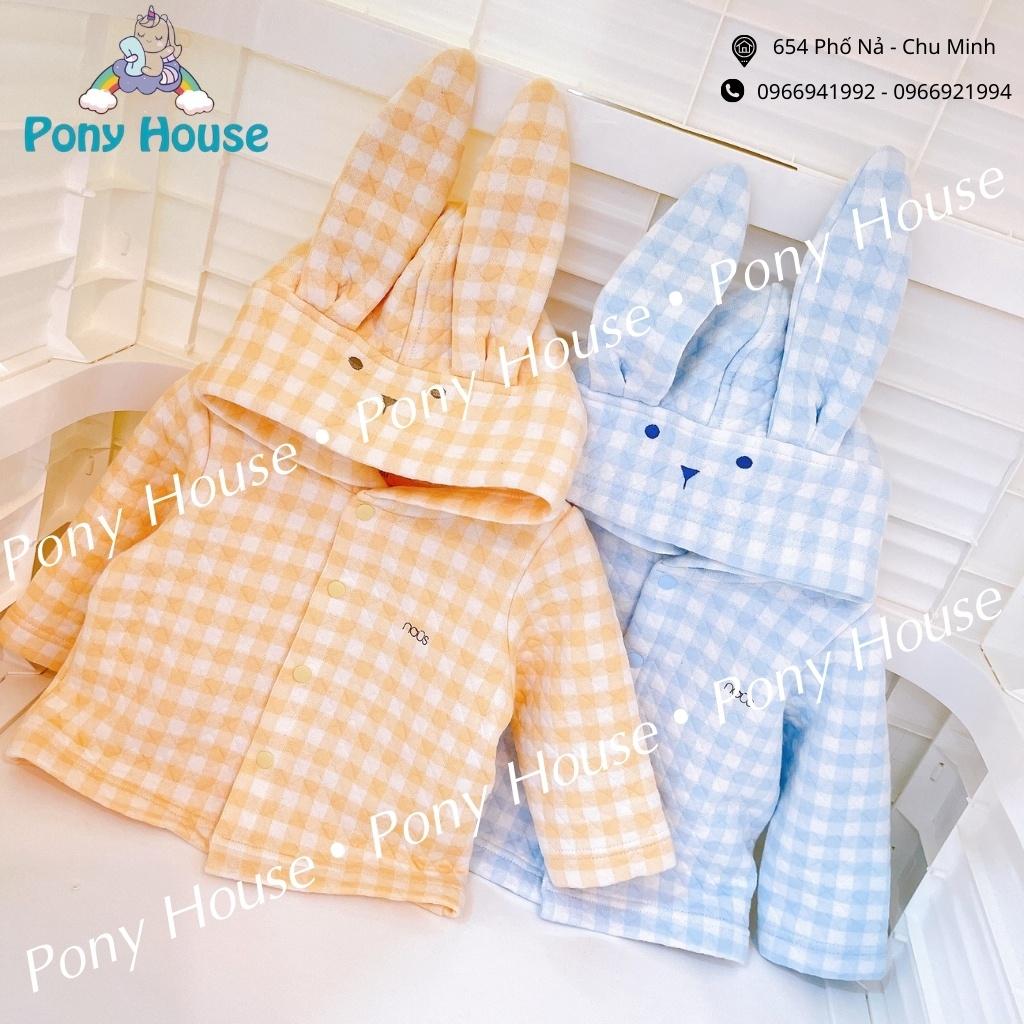 Áo Khoác Choux Tai Thỏ Trần Bông Xanh, Cam Cho Bé Trai Bé Gái (Size Từ 3-6M Đến 18-24M