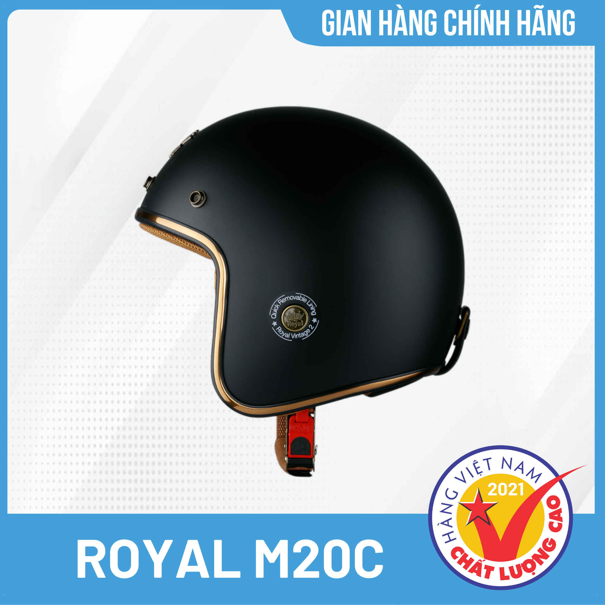 Nón bảo hiểm 3/4 cao cấp Royal M20C Thời trang, Cá tính, Bảo hành chính hãng 12 tháng