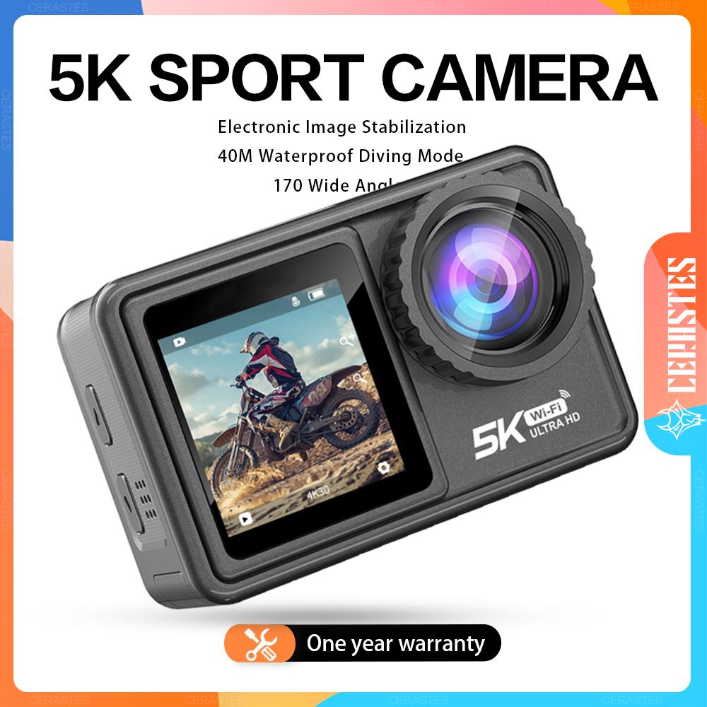 Máy ảnh hành động của Cerastes 5K 4K 60fps EIS có thể trao đổi được 48MP Zoom Ổn định điện tử Máy ảnh hành động WiFi cho Vlog