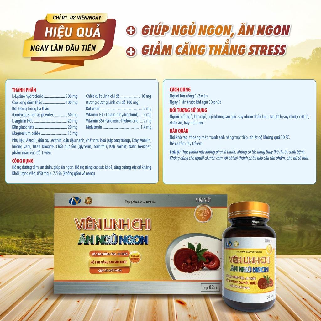 Viên linh chi vàng giúp ăn ngon, ngủ ngon, giảm căng thẳng stress - 60 viên