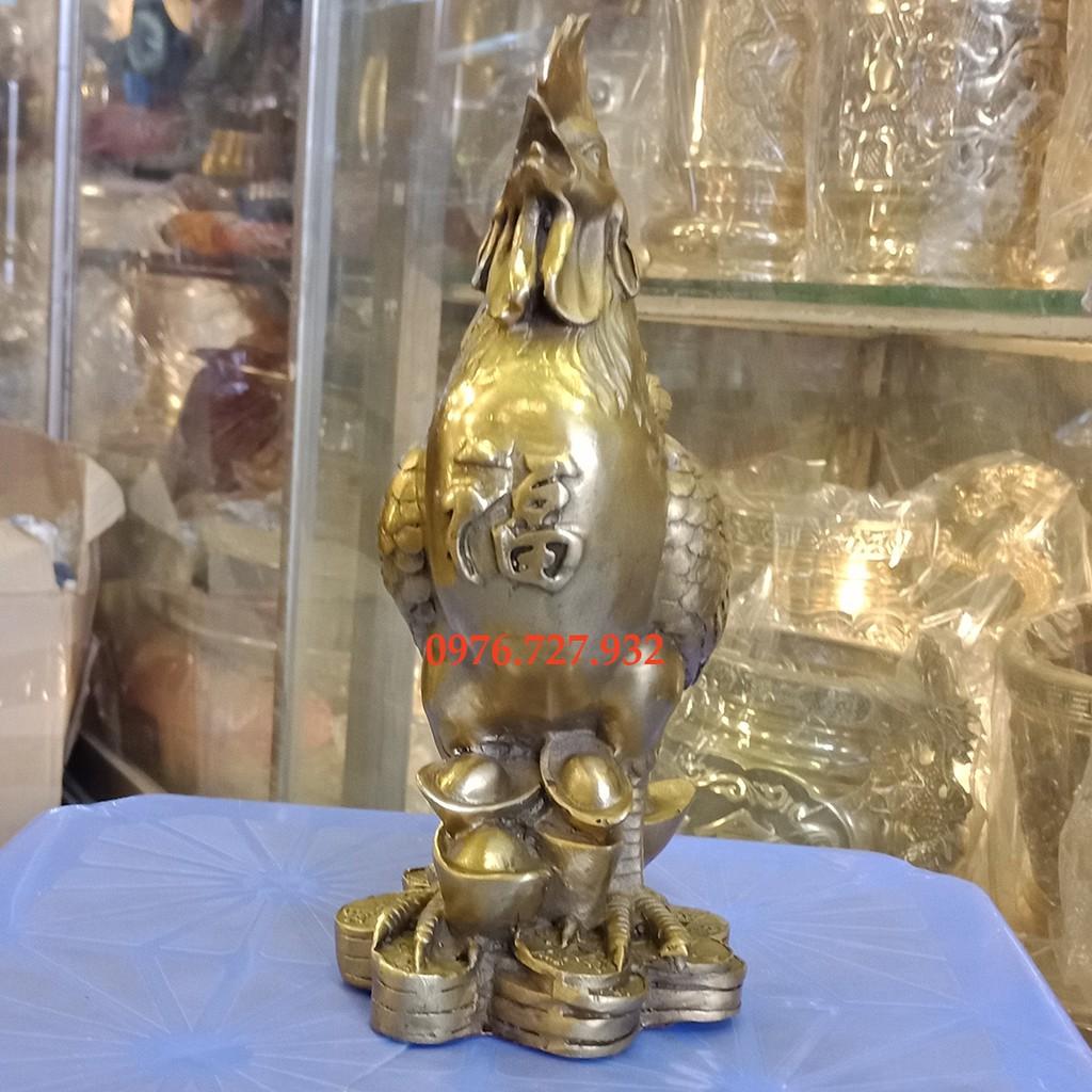 tượng gà đồng, gà trống phong thủy, gà chữ phúc cao 19cm