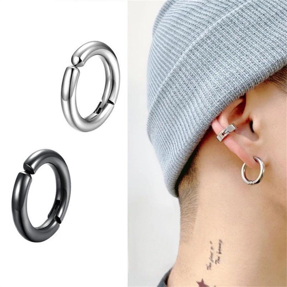 Khuyên tai kẹp tròn GIÁ 1 CHIẾC, khuyên mũi, môi không cần xỏ nam nữ unisex tròn Circle basic Bông tai Nam Nữ Maxshopdoc