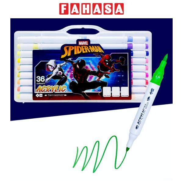 Bộ 36 Bút Màu Acrylic Marker 2 Đầu - Spiderman - iiGEN IG3024