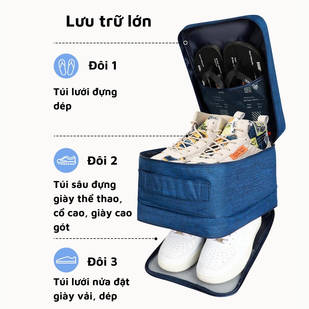 Túi đựng đồ du lịch có khe gài tay kéo vali túi đựng giày dép 3 ngăn chống thấm nước tiện lợi