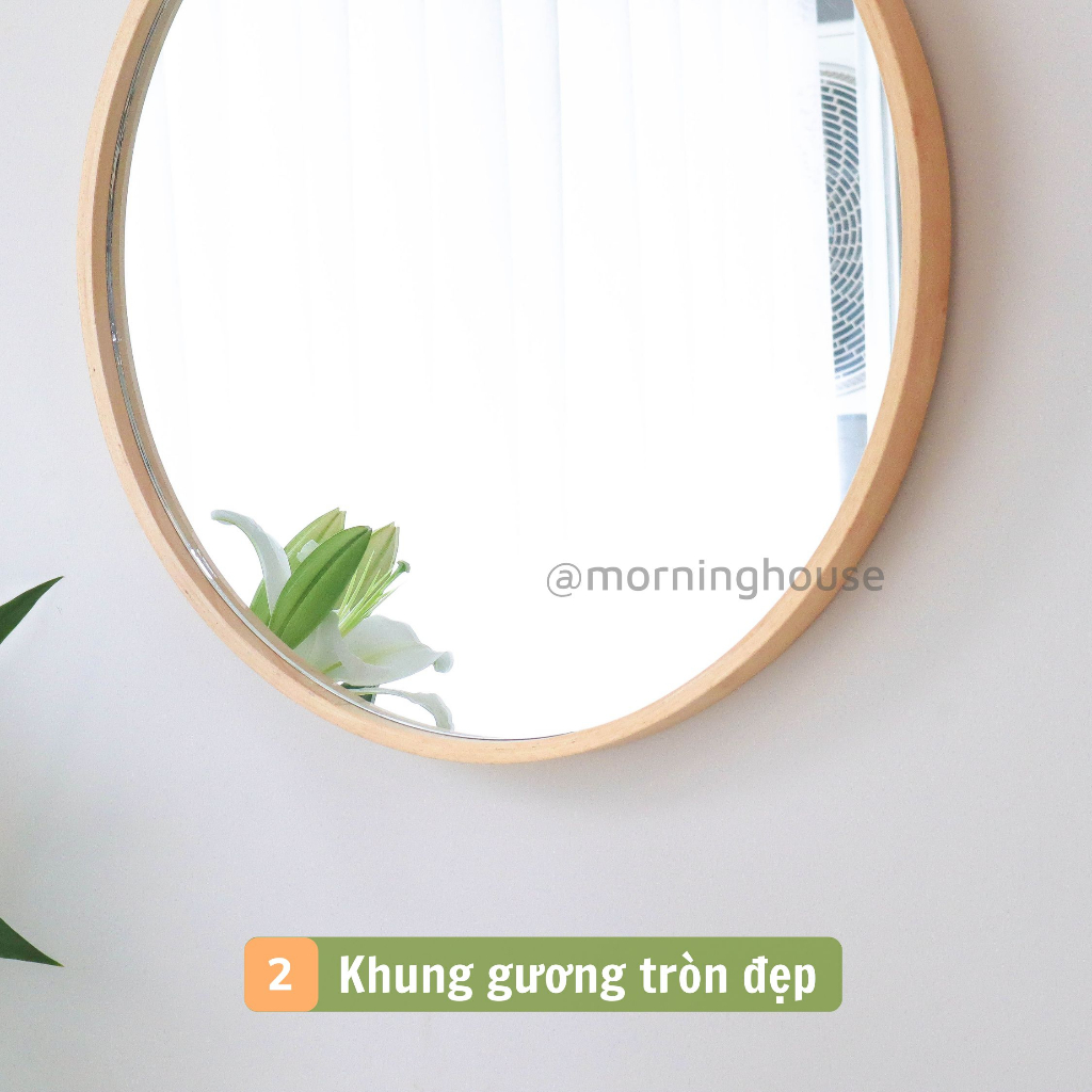 GƯƠNG TREO TƯỜNG TRANG TRÍ KHUNG GỖ 50 CM