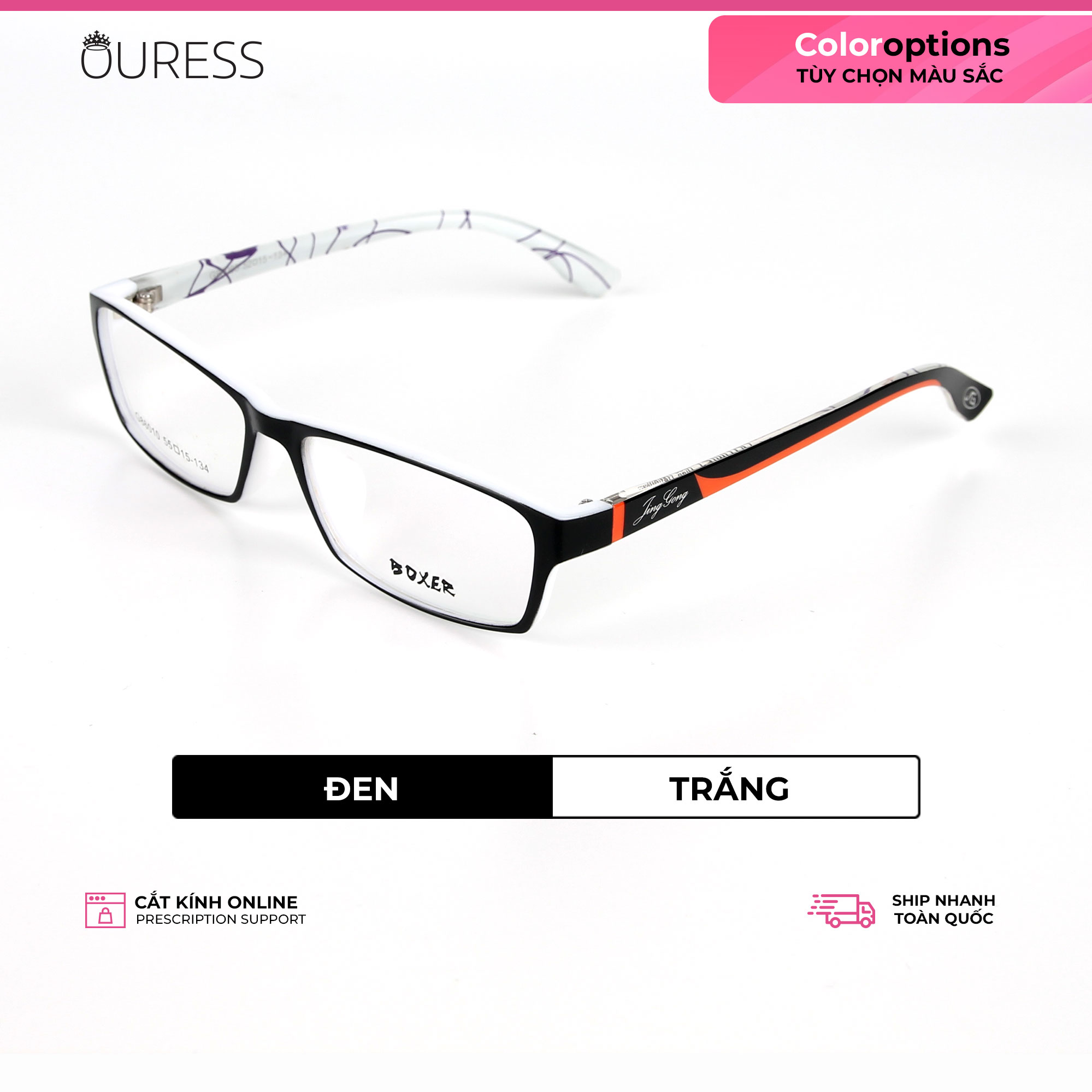 Gọng kính nhựa dẻo tr90 thời trang nam nữ Ouress 86010