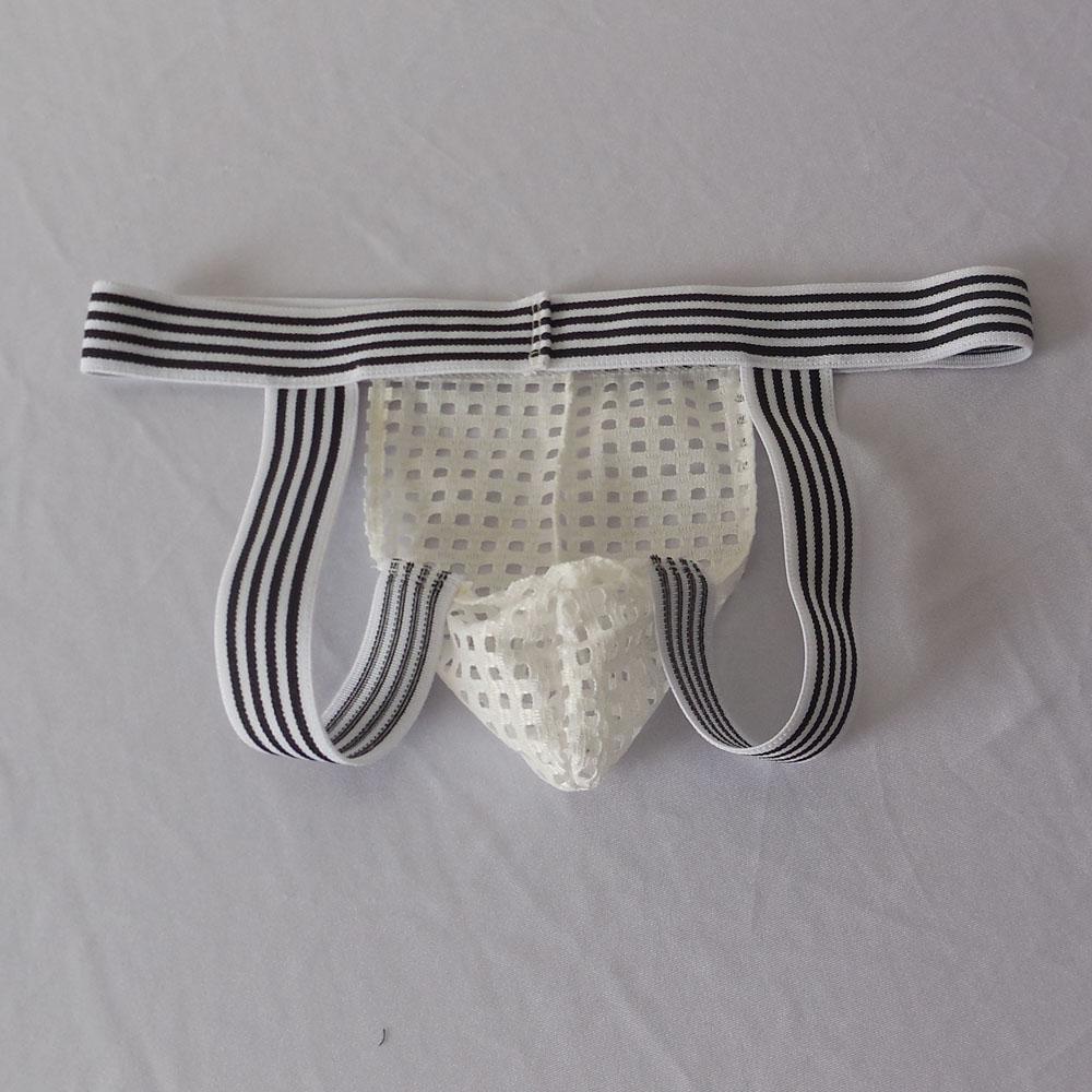 2-3pack Men's Low Waist Openwork See-Through Mesh Briefs T-Back G-String White