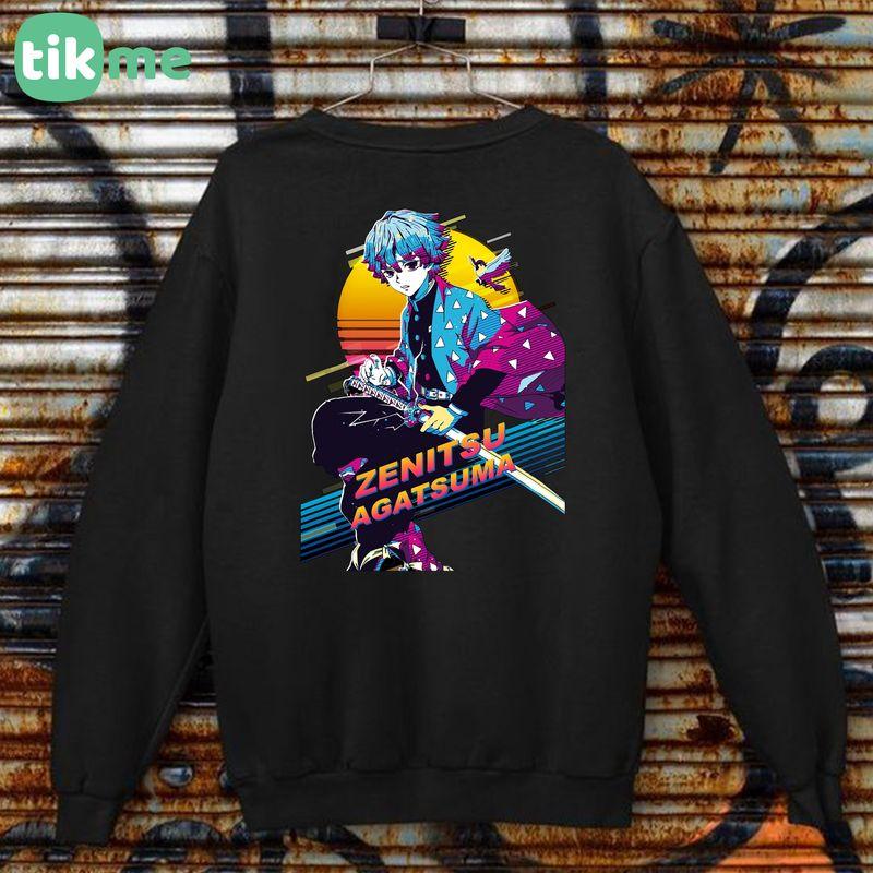 Áo nỉ sweater tikme dáng rộng in mặt sau Zenitsu Agatsuma Demon Slayer có ảnh thật shop tự chụp size XS-2XL