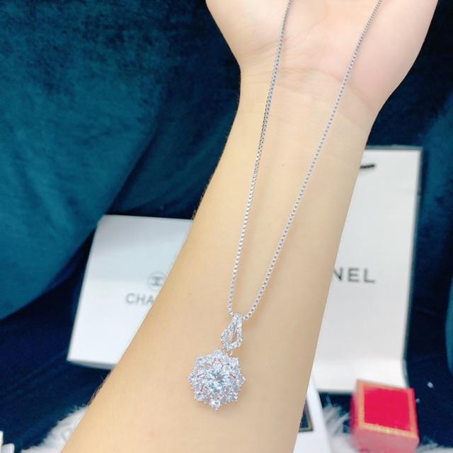 Dây chuyền mặt hoa full đá mạ bạch kim RCLN