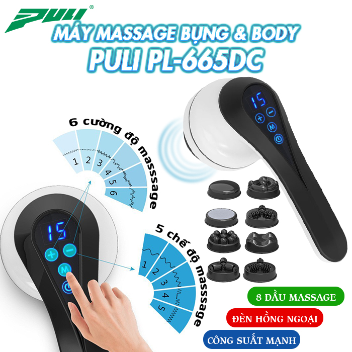 Máy massage bụng cầm tay 8 đầu pin sạc Puli PL-665DC thế hệ mới