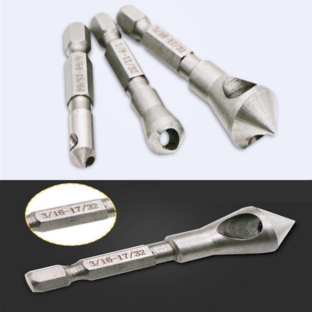 3Pcs Countersink Bits Counter Sink Drilling Wood Screw Power Drill Bits Tool