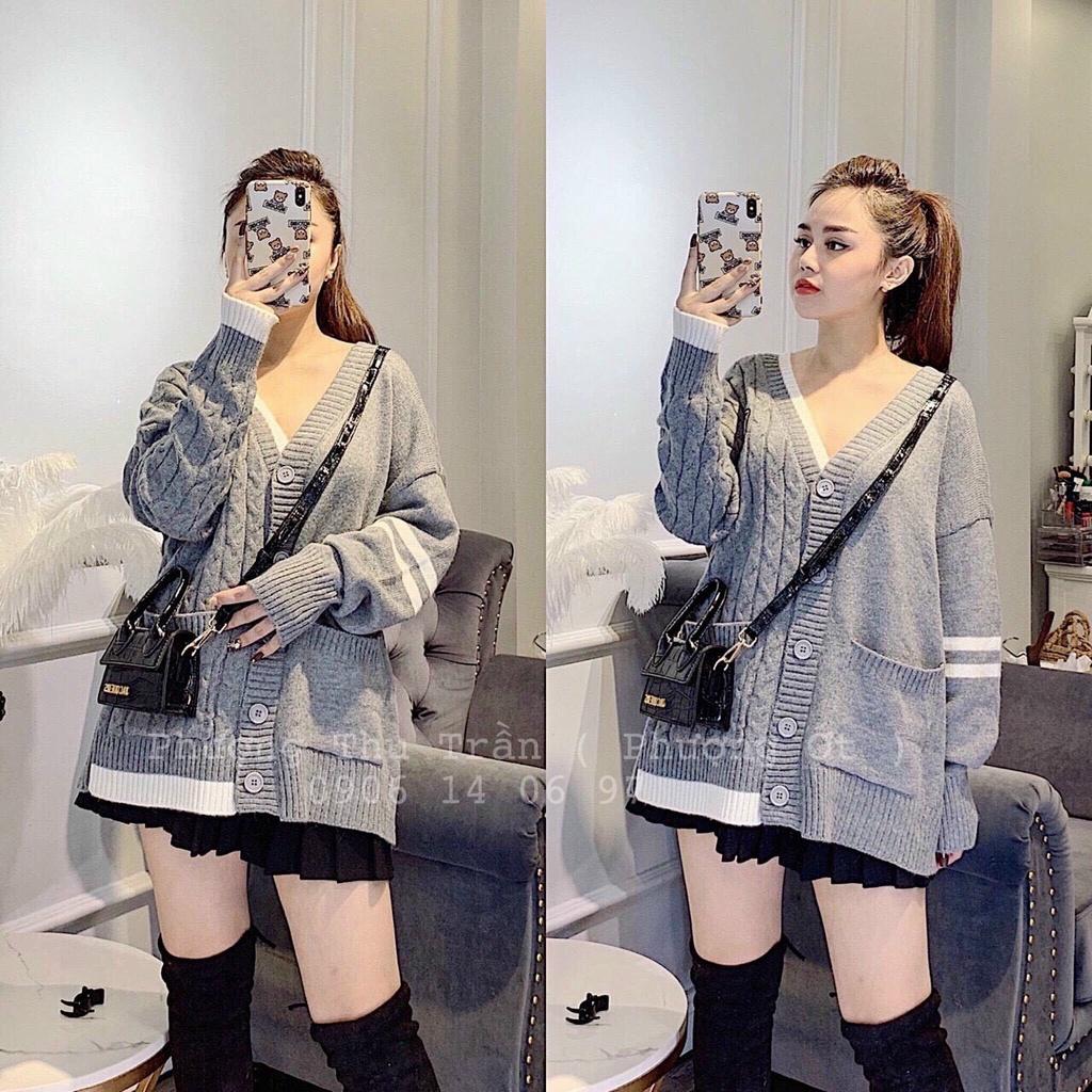 Áo khoác len cardigan huy hiệu QC