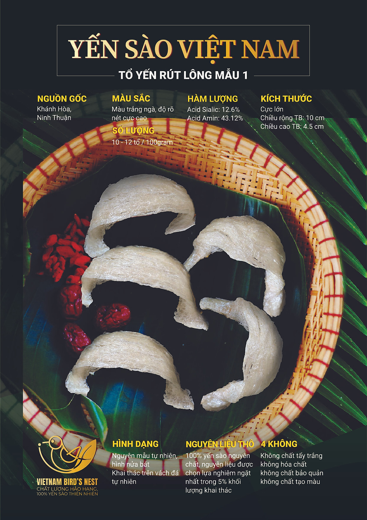 Tổ Yến Rút Lông Mẫu 1 - 50gram