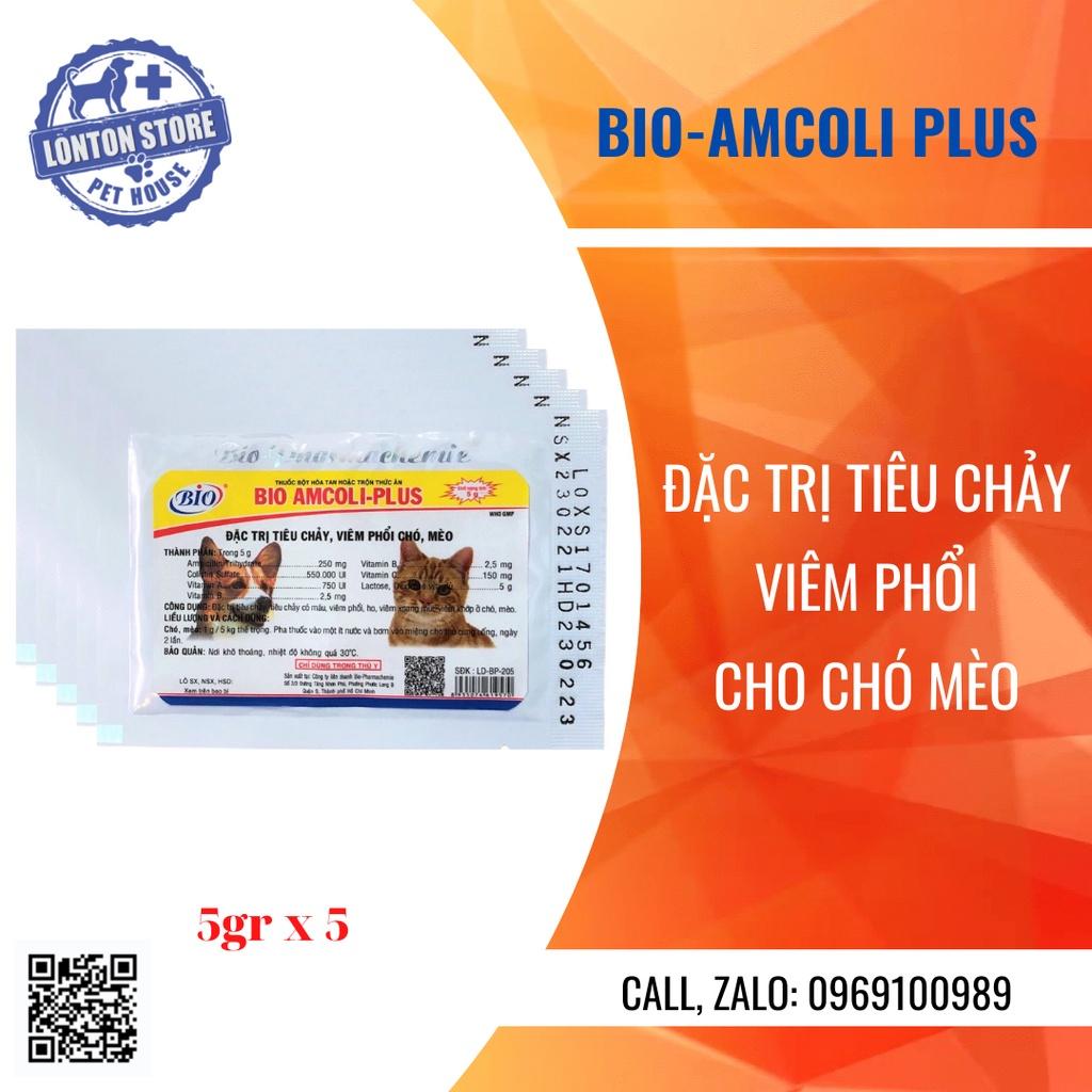 Amcoli Plus- Bột Hòa Tan Cho Thú Cưng Chó Mèo Viêm Phổi, Tiêu Chảy, gói 5gr