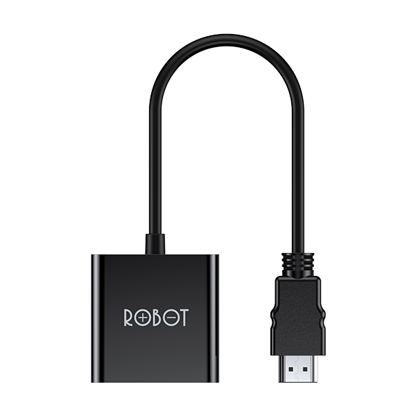 Bộ Chuyển đổi HDMI sang VGA ROBOT RHV10 Độ Phân Giải FULL HD 1080P Kết nối với Máy chiếu TV - Hàng Chính Hãng