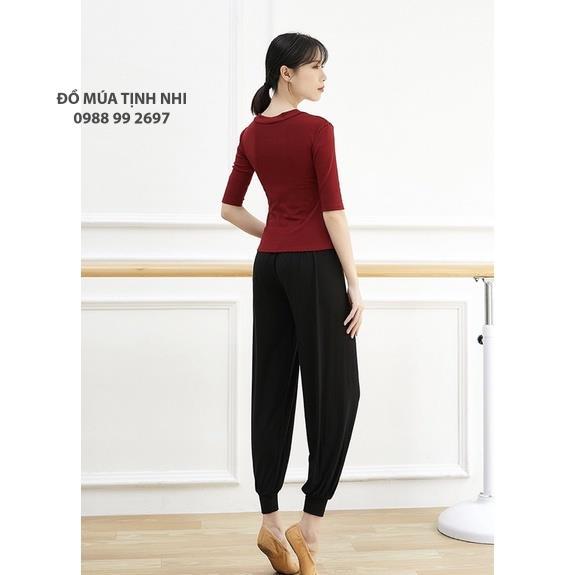 Áo tập múa cổ trang, múa hiện đại tay lỡ cổ vuông A132 - Đồ Múa Tịnh Nhi