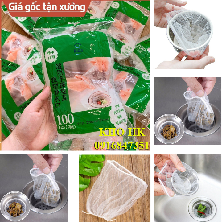 Túi Lọc Rác Thức ăn Bồn Rửa Chén Bát Thiết Kế Kiểu Lưới Siêu Dai Đầu Có Chun Co Giãn Chống Tắc Nghẽn Ống
