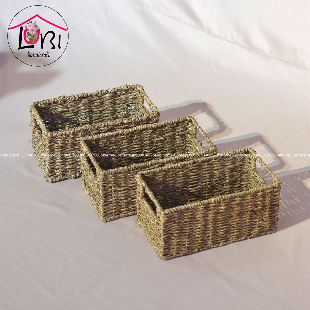 Lubihandicraft - Sọt cói đựng đồ hình chữ nhật - đơn giản, xinh xắn