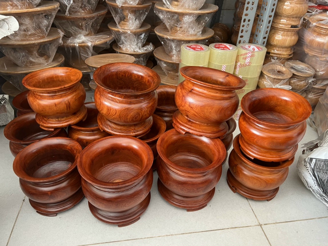 Bát nhang, lư hương gỗ hương cao cấp đk 20 cm