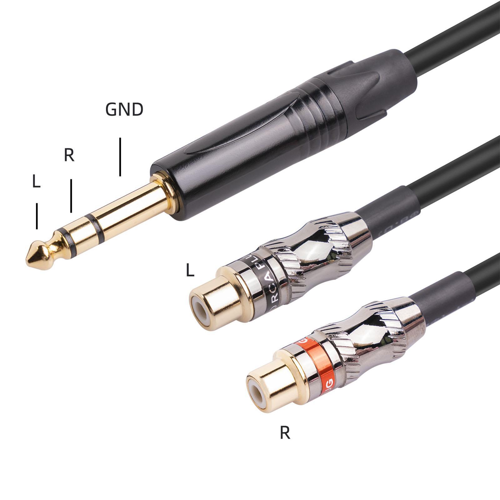 6.35mm Audio Mic Splitter Cable Earphone Headphone Adapter Male To 2 Female