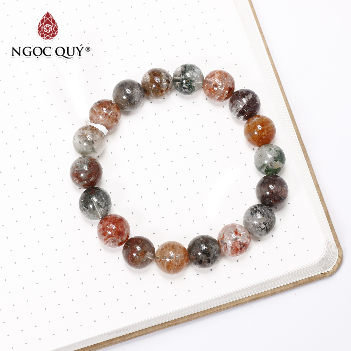 Vòng tay trơn đá thạch anh ưu linh đa sắc size hạt 11mm - Ngọc Quý Gemstones