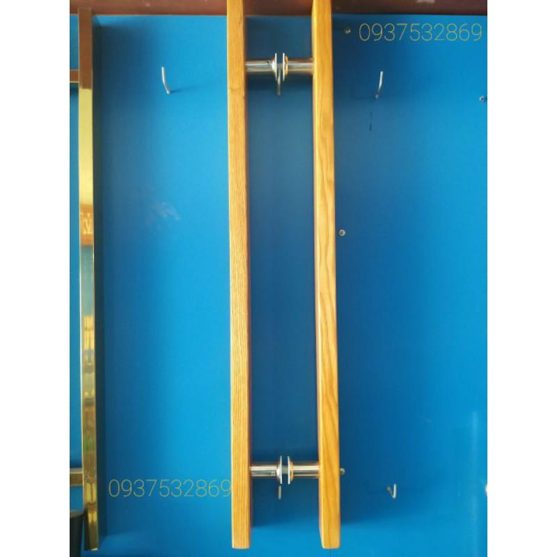 Tay nắm gỗ cửa gỗ, Tay nắm gỗ cho cửa nhôm(dài 60cm tim 40cm, bản 30.60mm, gỗ sồi Nga cao cấp)