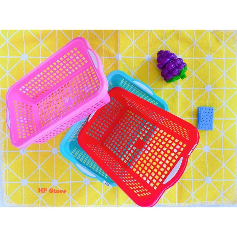Rổ Nhựa Chữ Nhật Nhiều Màu Nhựa Size 20cm x 13cm