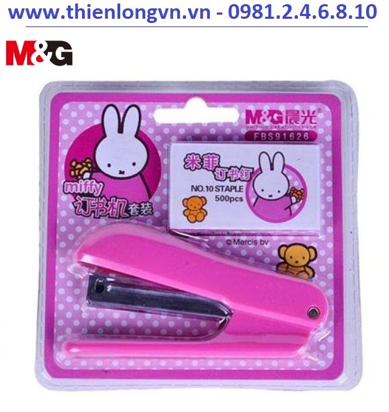 Bộ bấm kim số 10 + hộp kim M&G - 91626 màu hồng