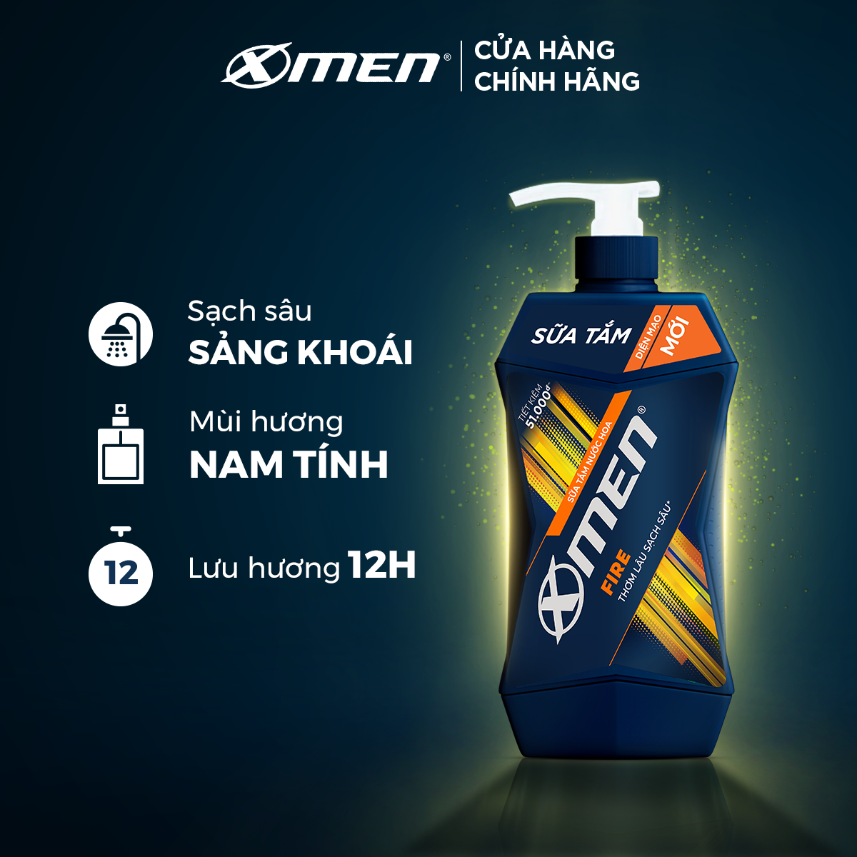 Combo Dầu Gội X-Men Nước hoa Fire 650G và Sữa Tắm X-Men Nước hoa Fire 650G