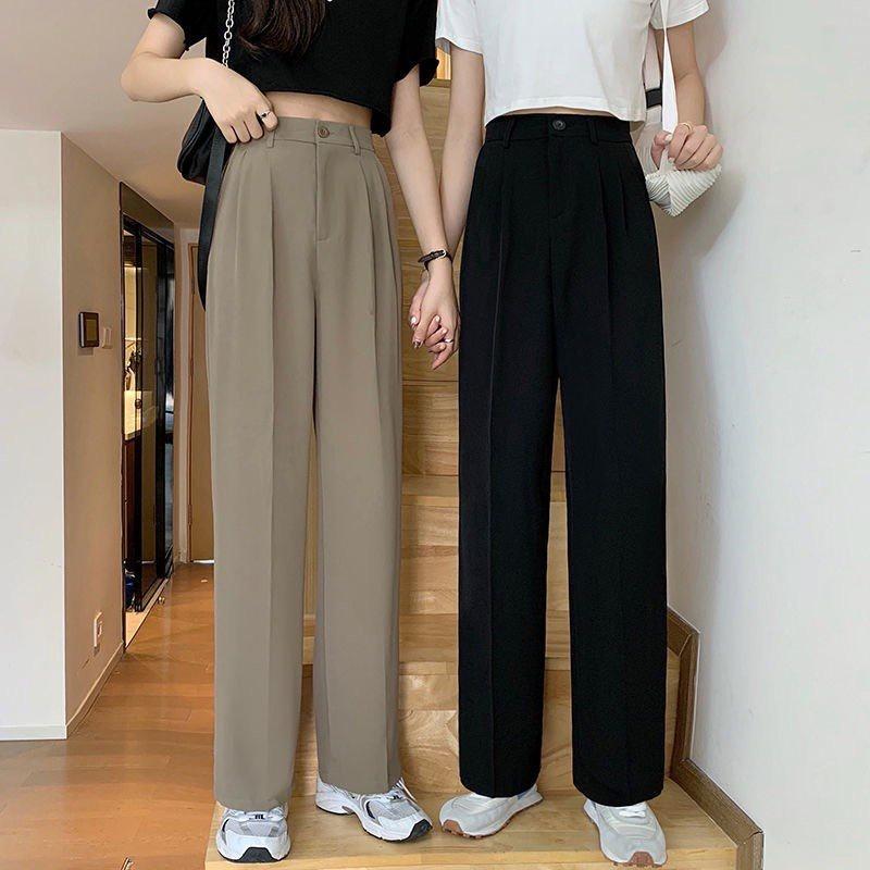 Quần ống đứng cạp cao chất kaki culottes suông nữ mặc kéo dài chân D'Lily Store