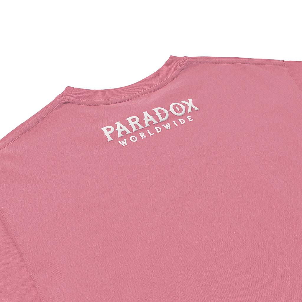 Áo thun form rộng Paradox tay lỡ - Unisex - In hình - VERTICAL EMBOSSING - Màu hồng đậm