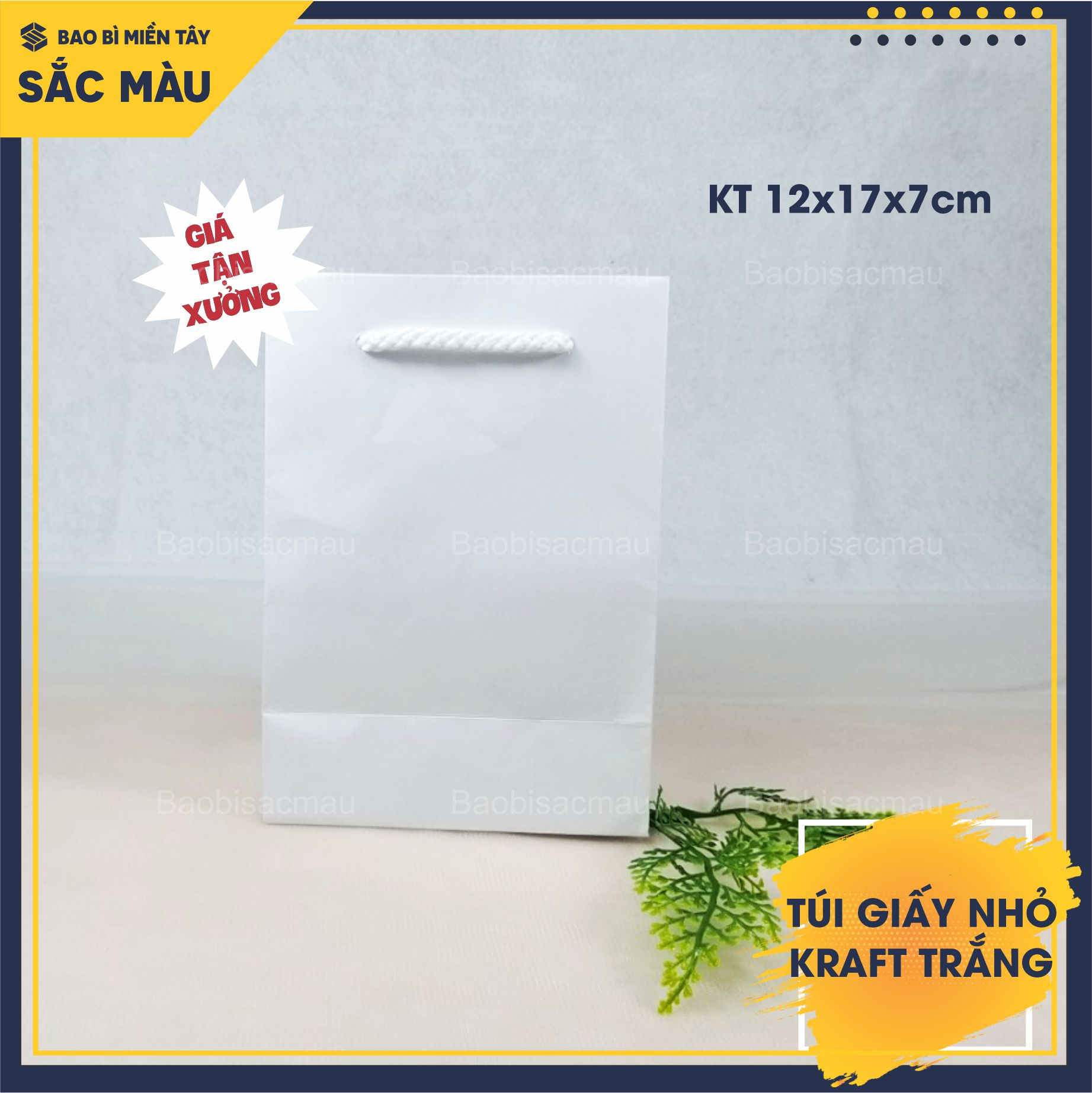 Sét 10 Túi Giấy Kraft Trắng xinh xắn nhiều kích thước