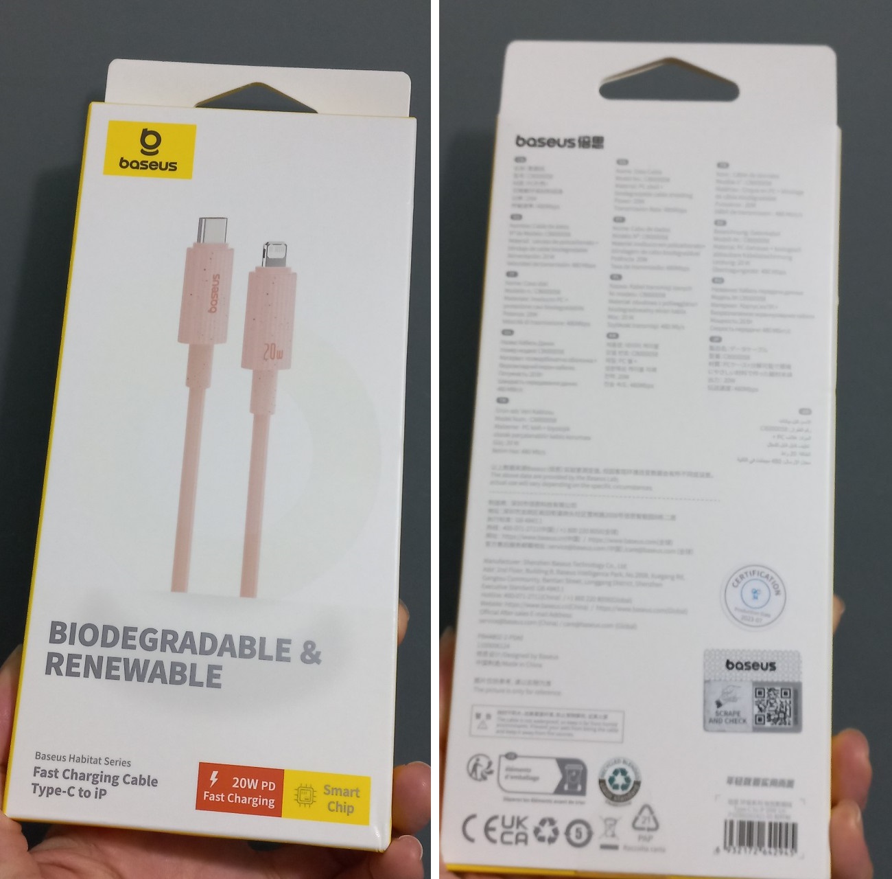 Dây sạc nhanh cho iP Type C to iP PD20W vật liệu thiên nhiên siêu bền Baseus Habitat CB000058 _ Hàng chính hãng