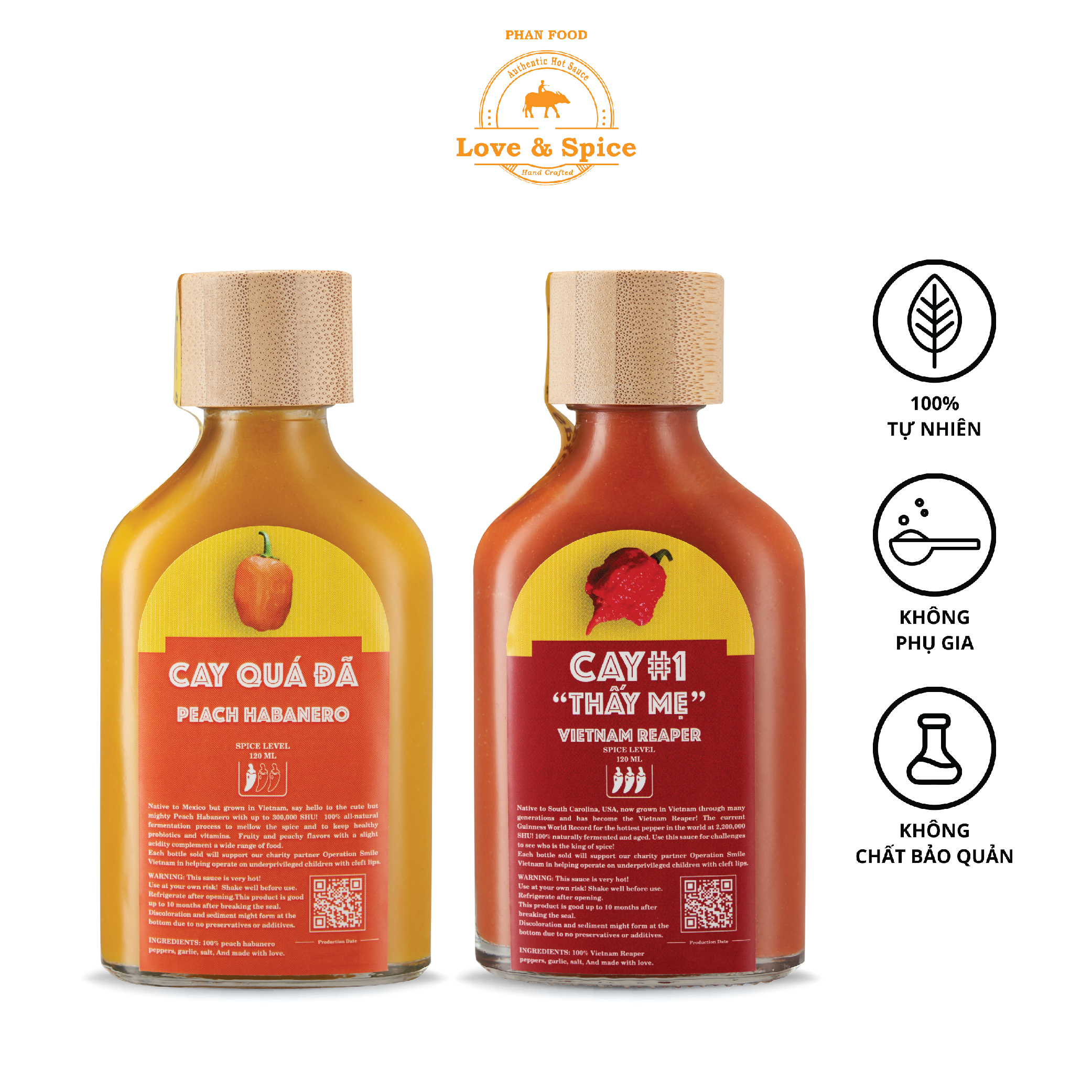 Combo 2 chai tương ớt siêu cay Love & Spice - CAY QUÁ ĐÃ x CAY THẤY MẸ chai 120ml x 2