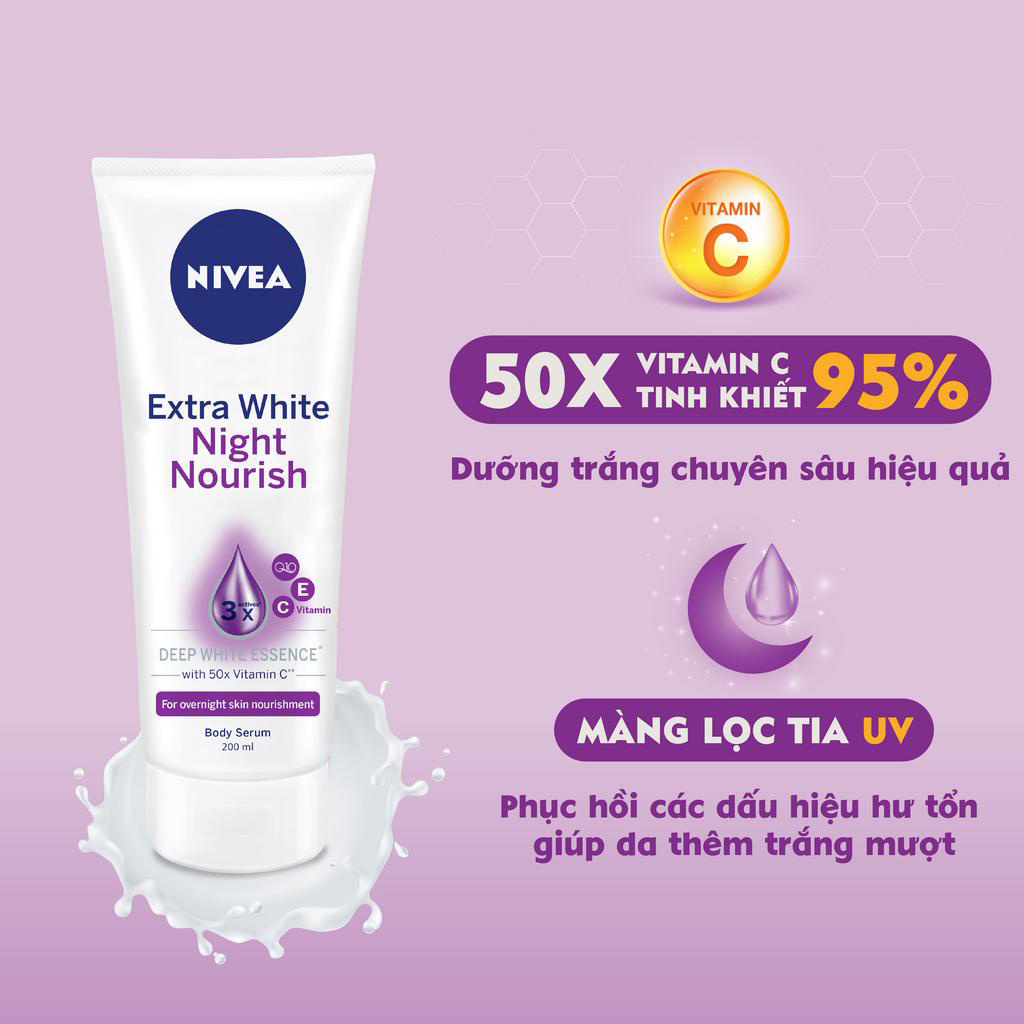 (B2B)Serum Dưỡng Thể NIVEA Sáng Da Ban Đêm (180 ml) - 88367 (Bao bì thay đổi theo từng đợt nhập hàng) - Sáng Da Ban Đêm