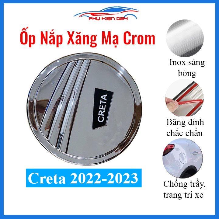 Ốp nắp xăng Creta 2022-2023 mạ crom bảo vệ chống trầy trang trí ô tô