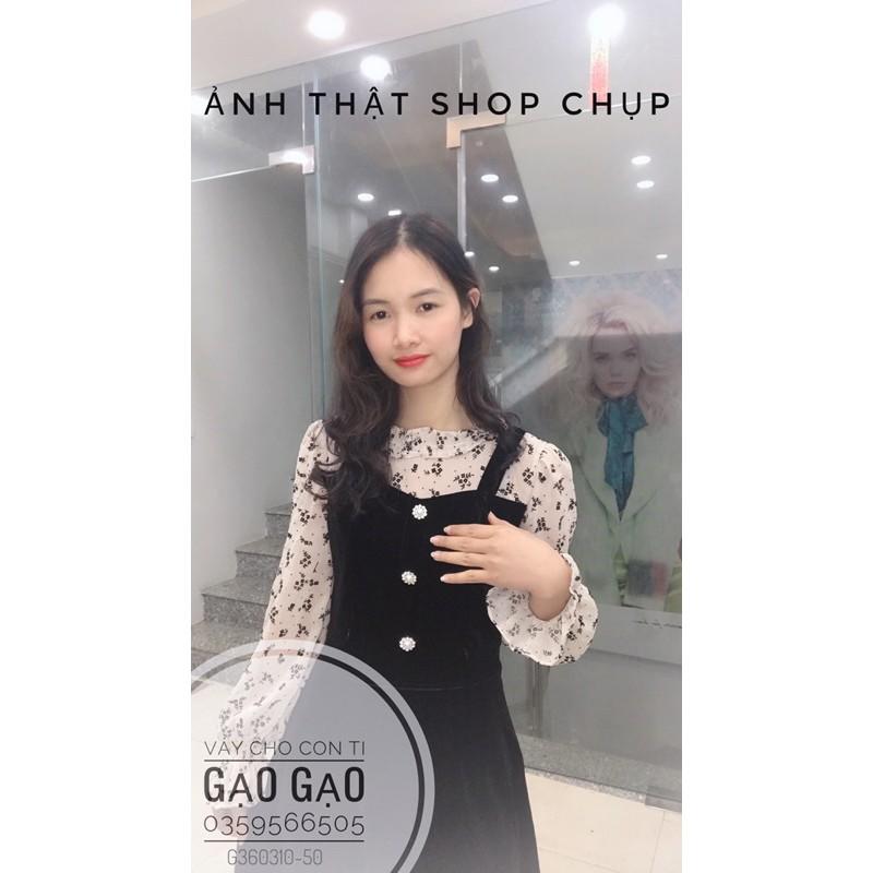 Váy nhung phối voan hoa sang chảnh KÈM ẢNH THẬT