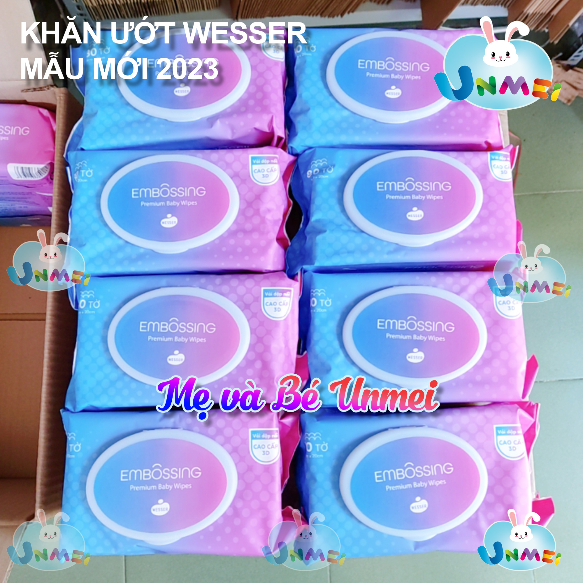 Bộ 8 Gói Khăn Ướt Wesser (80 Tờ x 8) - Xanh