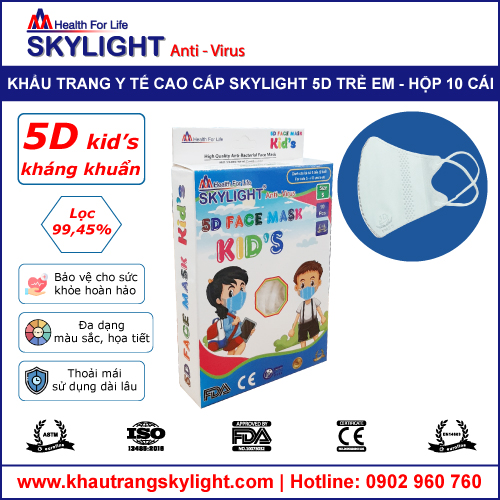 Khẩu trang y tế Skylight 5D Kid’s – Hộp 10 cái