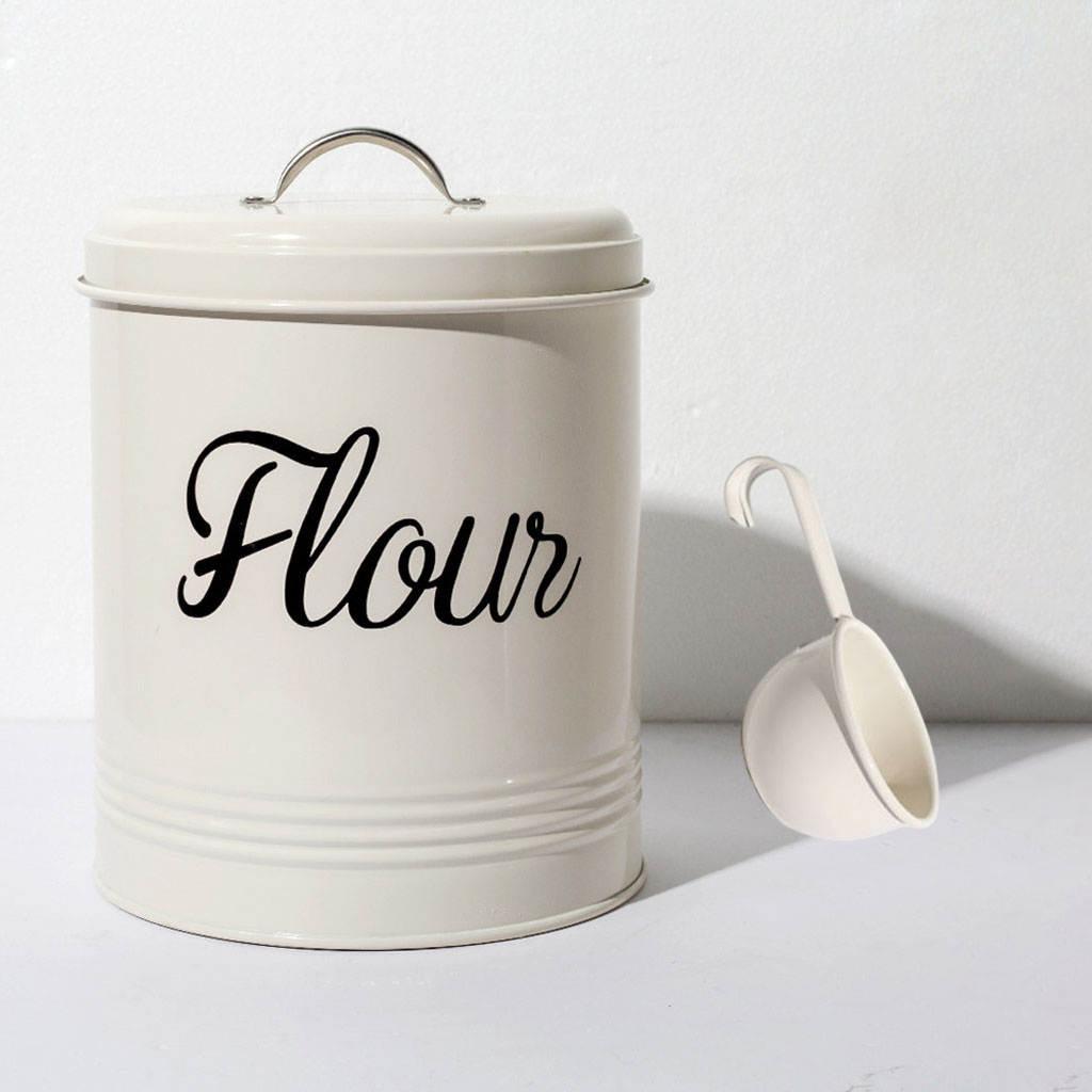 Metal Food Flour Storage Tin Jar Box 5L Farmhouse Container Decor with Lid