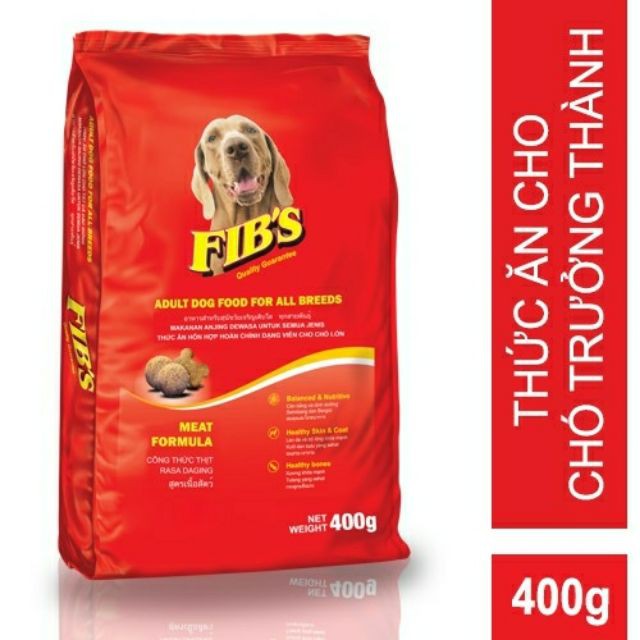 Thức ăn hạt khô cho chó lớn trưởng thành FIB'S bao 20kg gồm 50 gói 400g