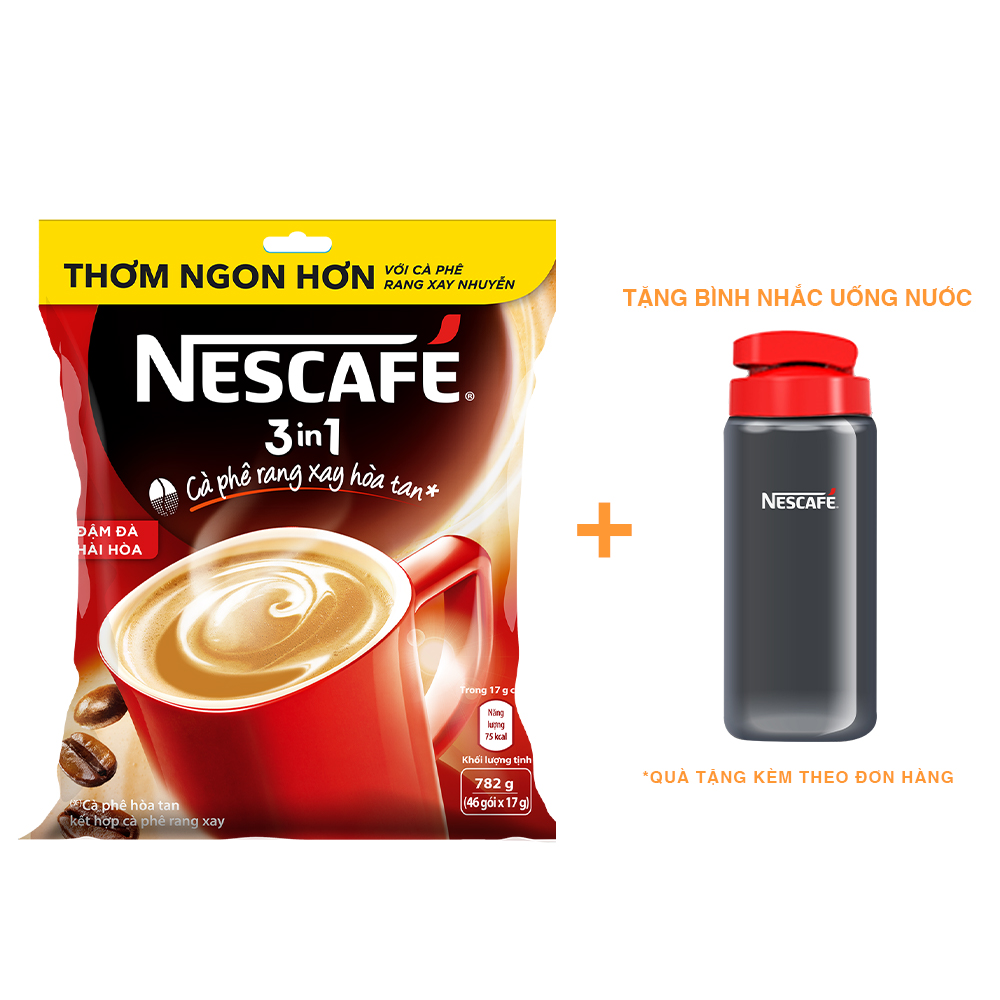 NESCAFÉ 3IN1 Công thức cải tiến - Vị nguyên bản - Túi 46 gói (17g)) - [Tặng 1 bình nước Water Reminder 700ml]